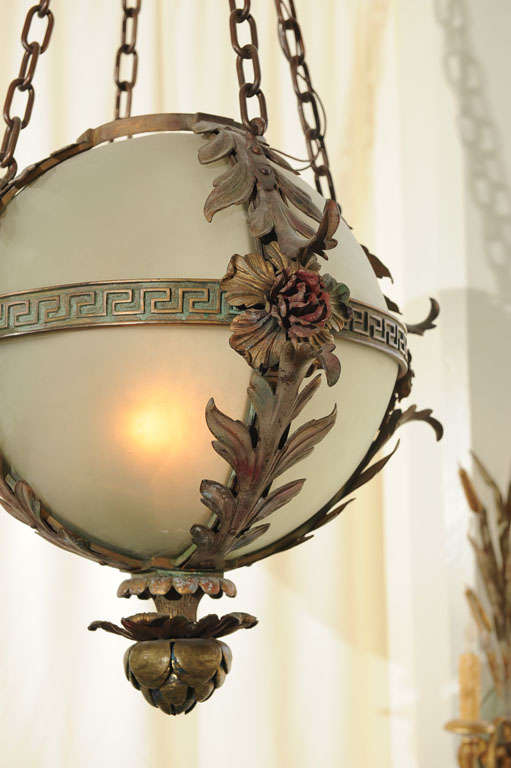 Glass Beaux Arts Style American Orb Fixture