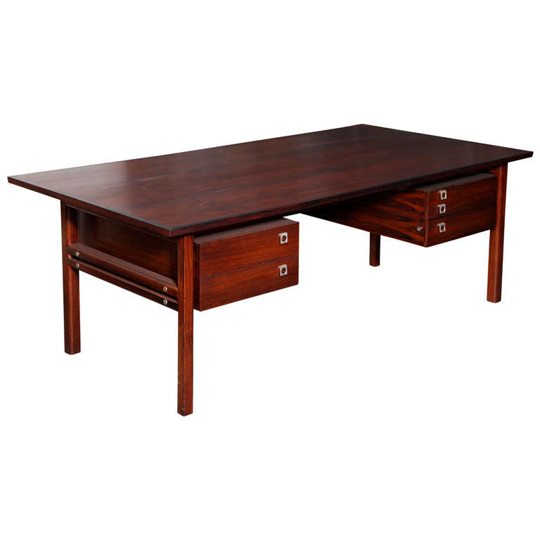 Minimalist Rosewood Executive Desk by Arne Vodder at 1stdibs