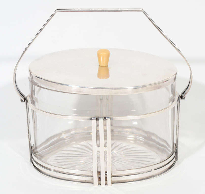English Art Deco Covered Ice Bucket/Container For Sale