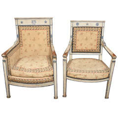Pair of His and Hers bergere and Fauteuil