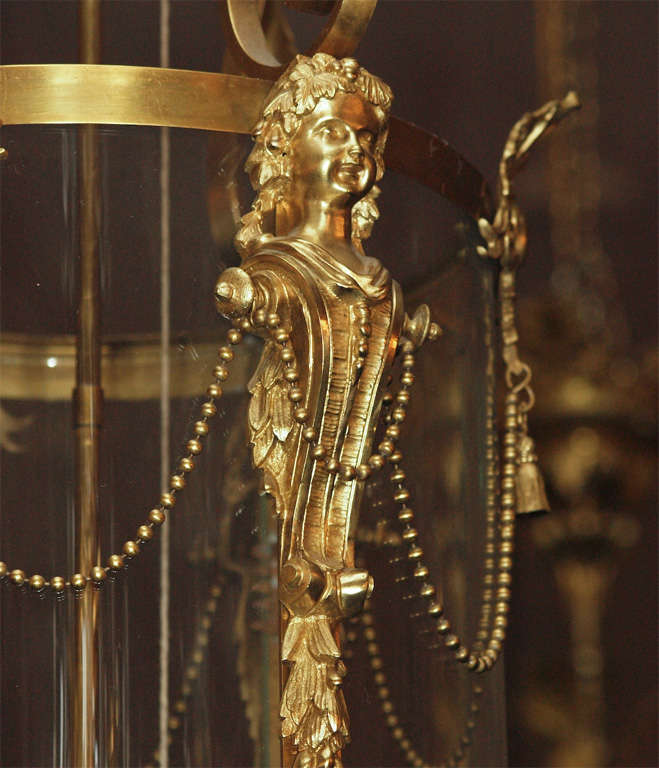 19th Century Classic Design Antique Bronze D'ore Lantern, circa 1890-1900 For Sale