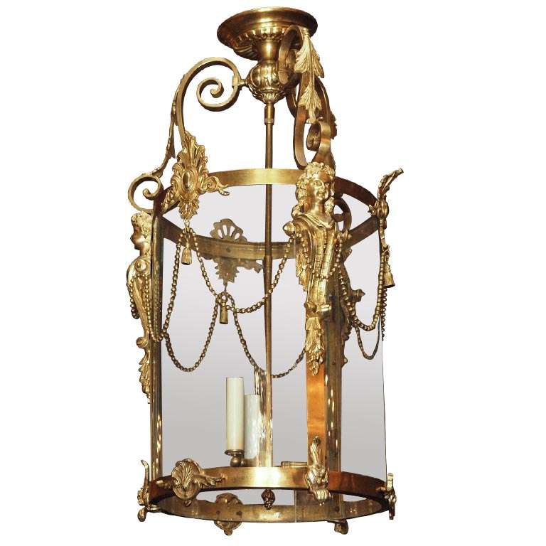 Classic Design Antique Bronze D'ore Lantern, circa 1890-1900 For Sale