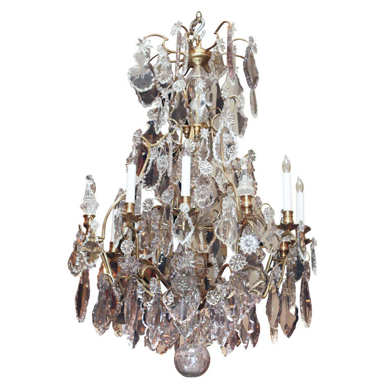 Antique French Baccarat Multicolor Prisms Crystal Chandelier For Sale