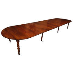 Very Grand French Walnut Dining Table with Ten Leaves