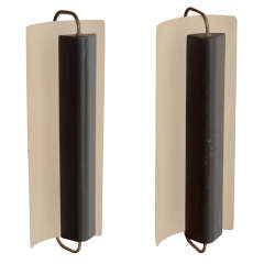 Pair of Metal + Brass Sconces in the Manner of Charlotte Perriand 