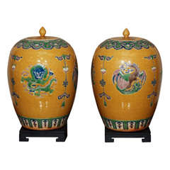 Pair Antique Chinese Ginger Jars