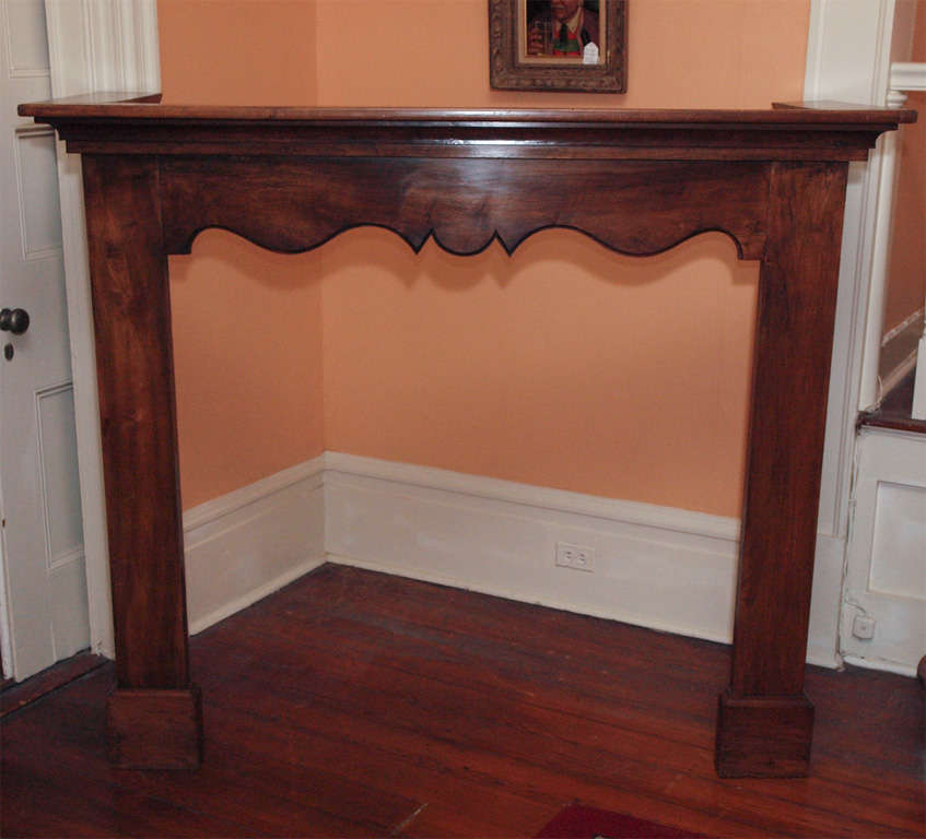Antique French Walnut Mantle For Sale 5
