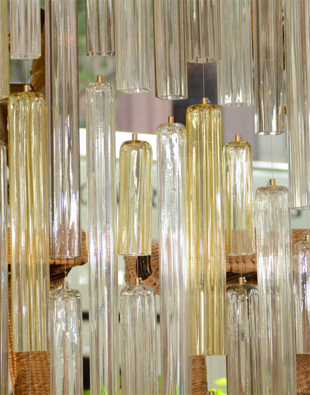 Mid-Century Modern Suspended Murano Glass Elements Screen by Venini