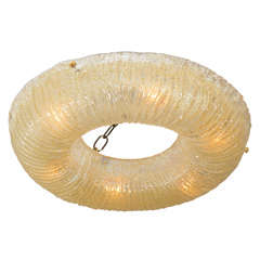 Vintage Gold Murano Glass Ring Ceiling Fixture