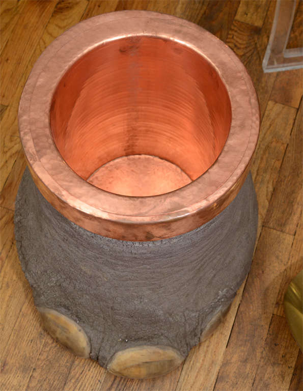 Porte-parapluies à pied d'éléphant avec intérieur en cuivre 1