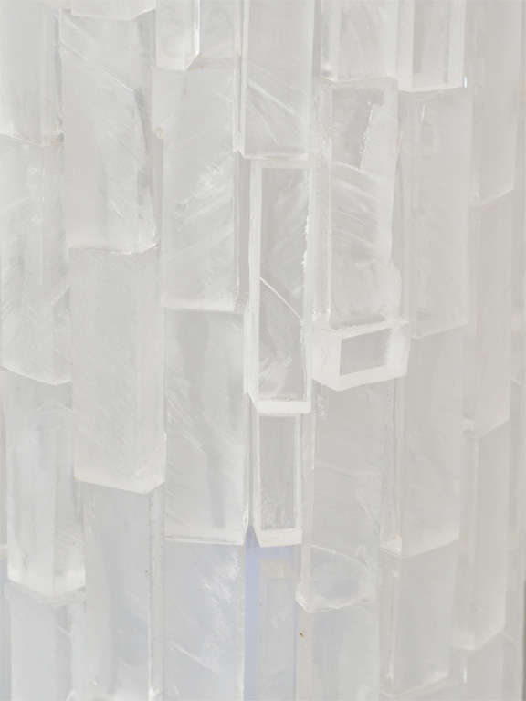 Contemporary Pair of Frosted Acrylic Cylinder Table Lamps