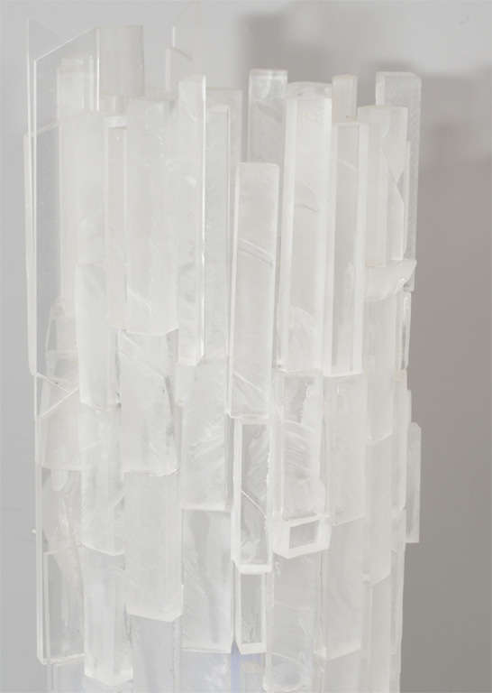 Modern Pair of Frosted Acrylic Cylinder Table Lamps
