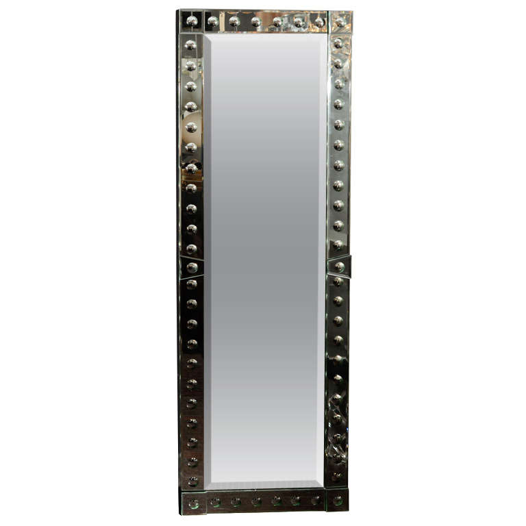 Ponti Style Full Length Mirror in Mirror Baguette Frame For Sale