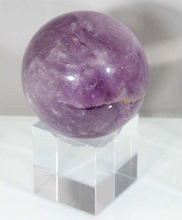Brazilian Amethyst Rock Crystal Spheres with Acrylic Bases