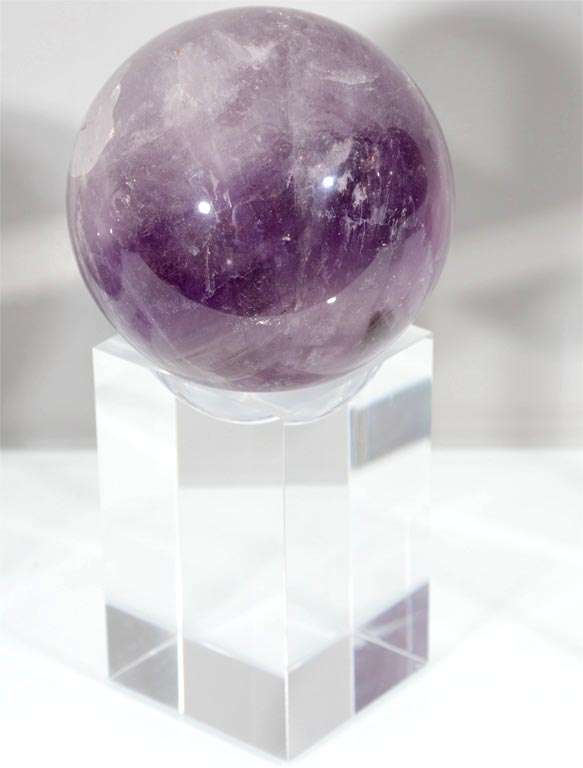 Amethyst Rock Crystal Spheres with Acrylic Bases In Excellent Condition In New York, NY