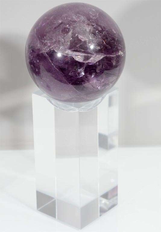 Contemporary Amethyst Rock Crystal Spheres with Acrylic Bases