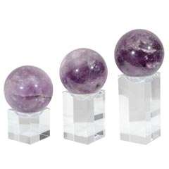Amethyst Rock Crystal Spheres with Acrylic Bases