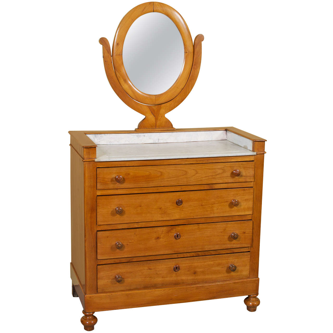 19th Century Cherrywood Marble-Top Vanity / Swivel Mirror-STORE CLOSING MAY 31ST For Sale