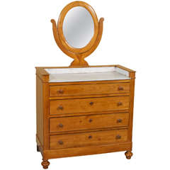 Antique 19th Century Cherrywood Marble-Top Vanity / Swivel Mirror-STORE CLOSING MAY 31ST