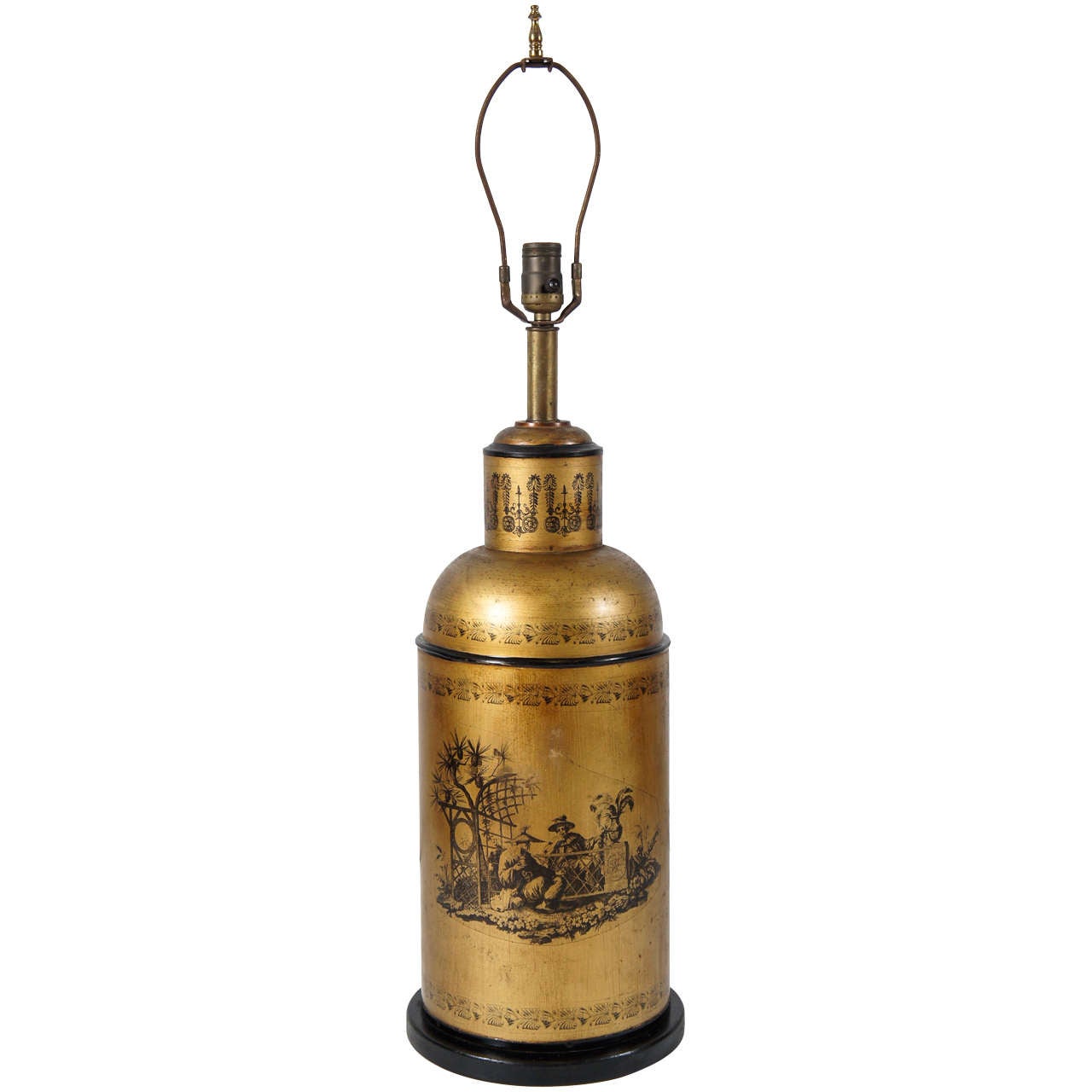 Chinoiserie Tea Canister Tole Lamp