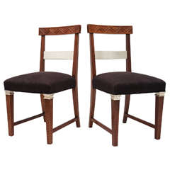 Pair of Gilded 
Upholstered Art Deco Side Chairs