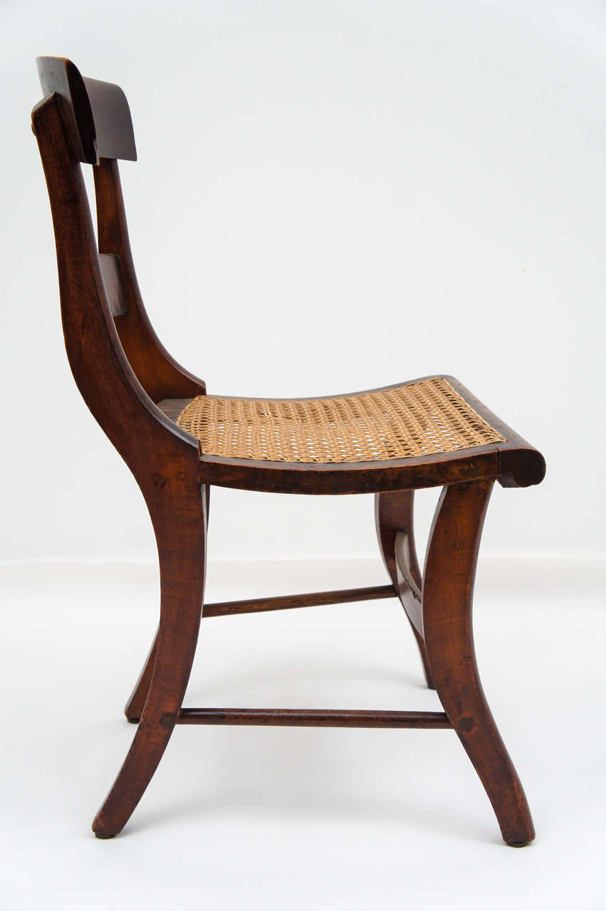 19th Century Set of Six Tiger Maple Dining Chairs, 19thC.