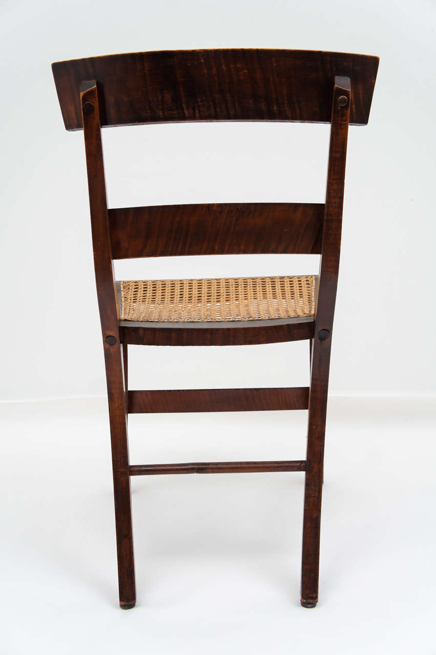 Set of Six Tiger Maple Dining Chairs, 19thC. 1