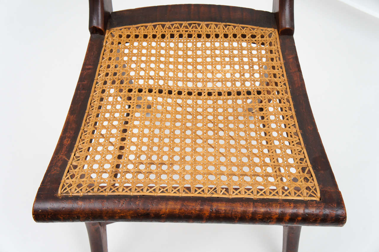 Set of Six Tiger Maple Dining Chairs, 19thC. 2