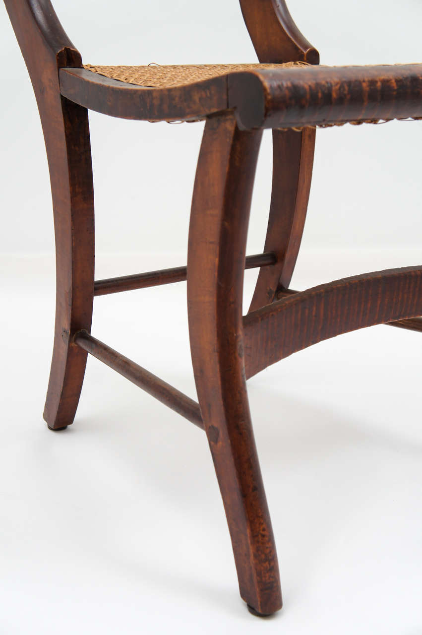 Set of Six Tiger Maple Dining Chairs, 19thC. 3