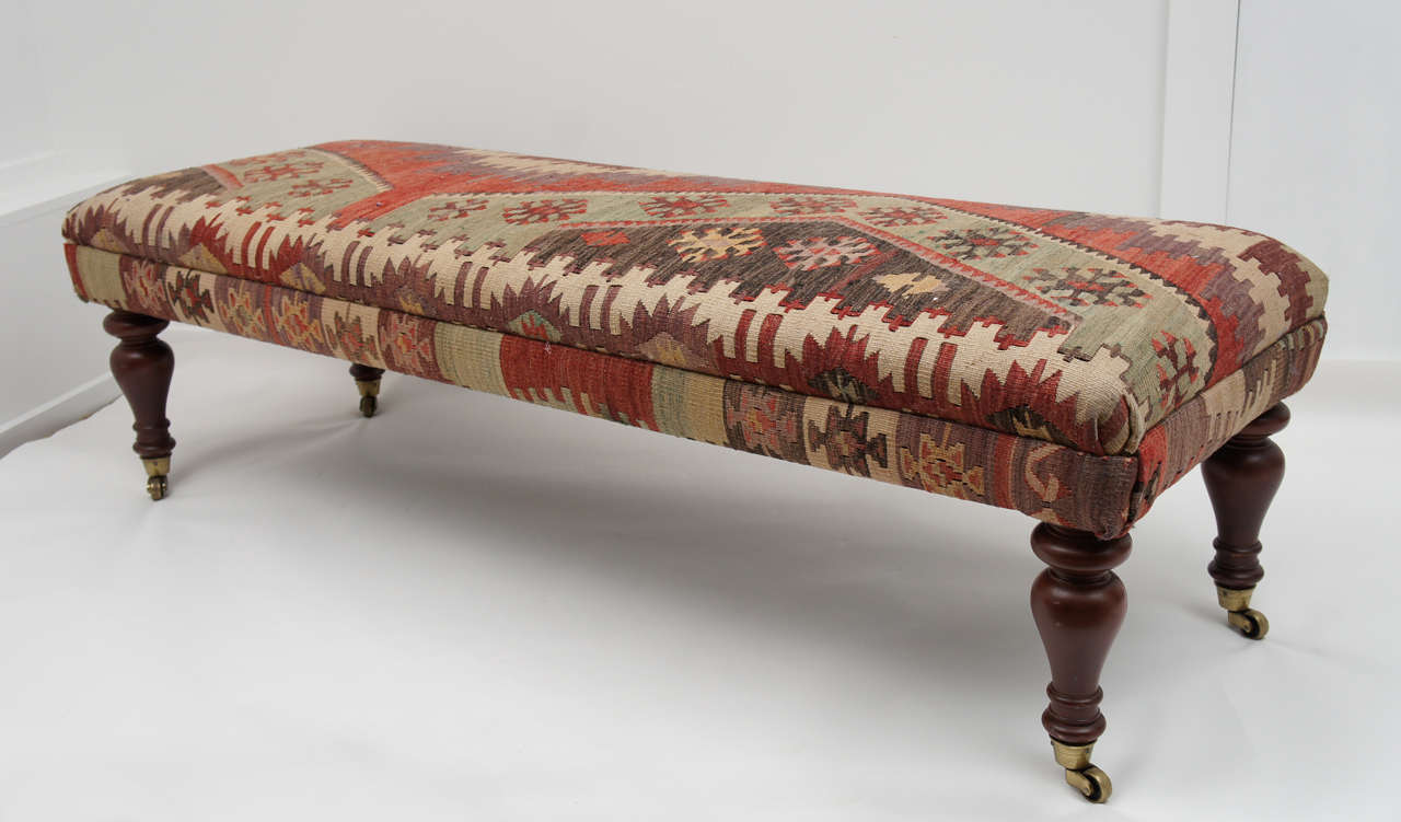 Custom Ottoman/Bench Upholstered with Turkish Kilim