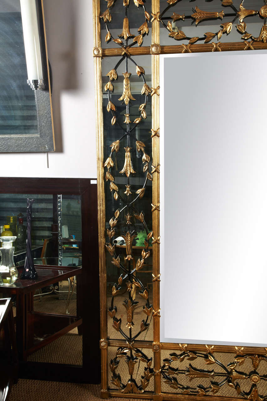 Huge mirror surroundings with wrought iron and wood. at 1stdibs