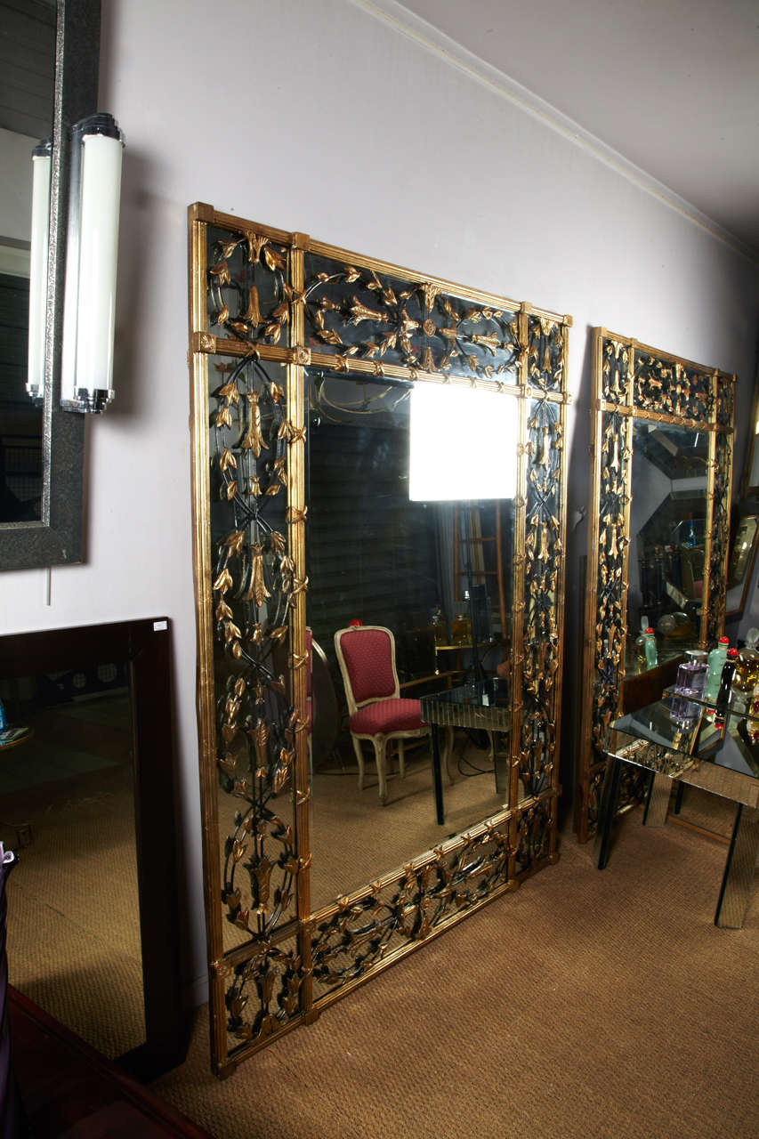 Huge mirror surroundings with wrought iron and wood. at 1stdibs