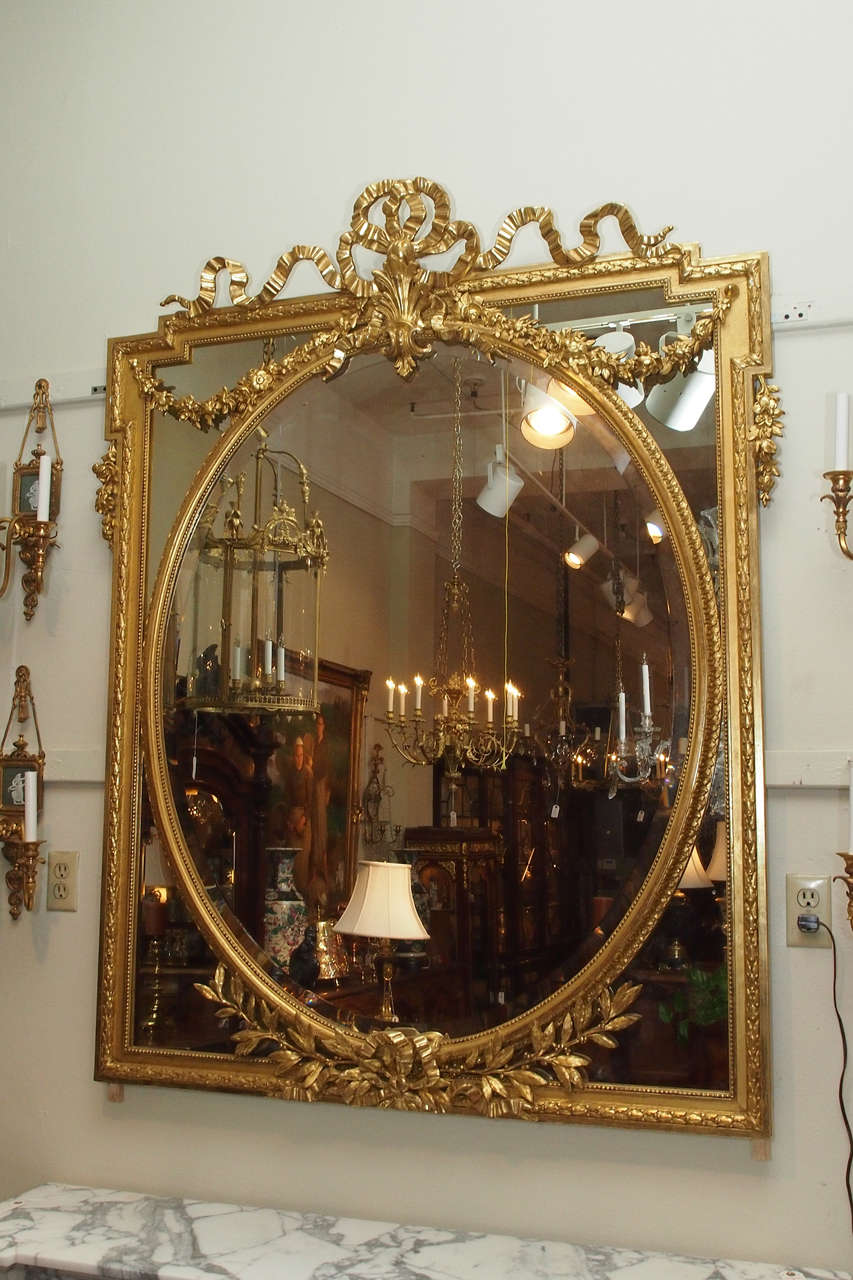 Antique French Louis XVI Beveled MIrror circa 1870 In Excellent Condition In New Orleans, LA