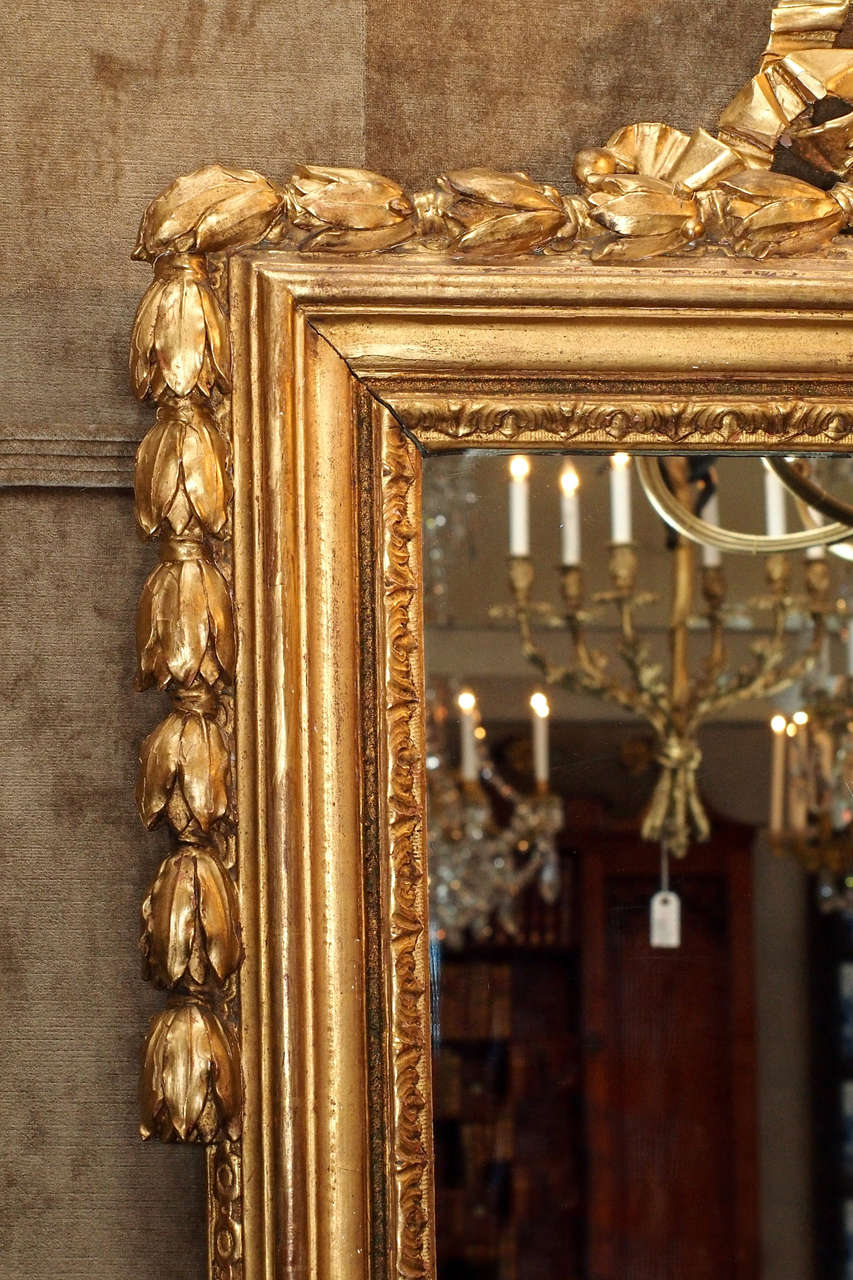 Pair Antique Gold Leaf Louis XVI Style Mirrors In Excellent Condition In New Orleans, LA