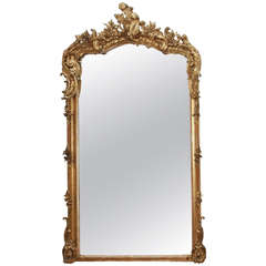 Antique French Louis XV Fine Gold Leaf Beveled Mirror