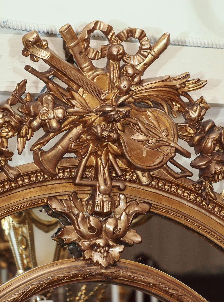 19th Century Antique French Louis XVI Gold Leaf Mirror circa 1880