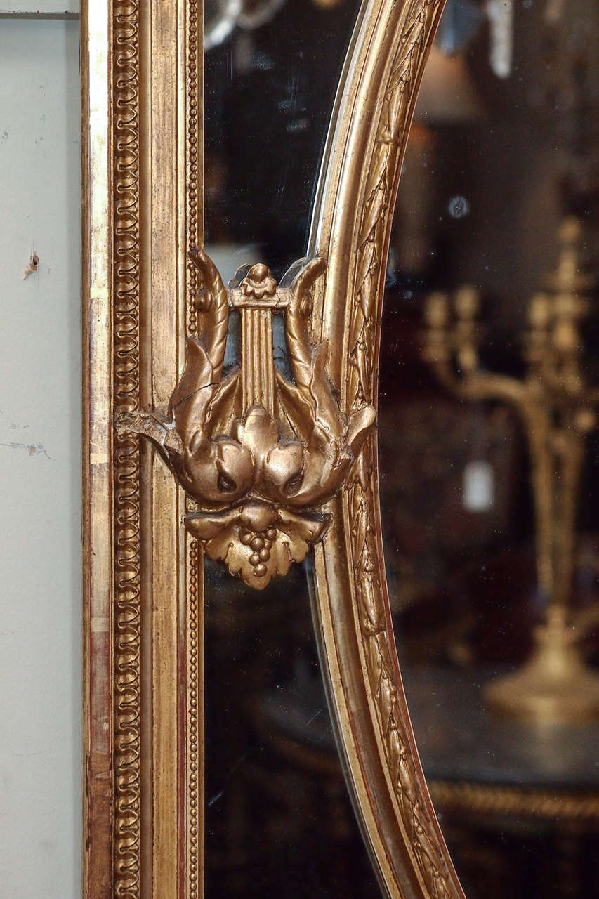 Antique French Louis XVI Gold Leaf Mirror circa 1880 3