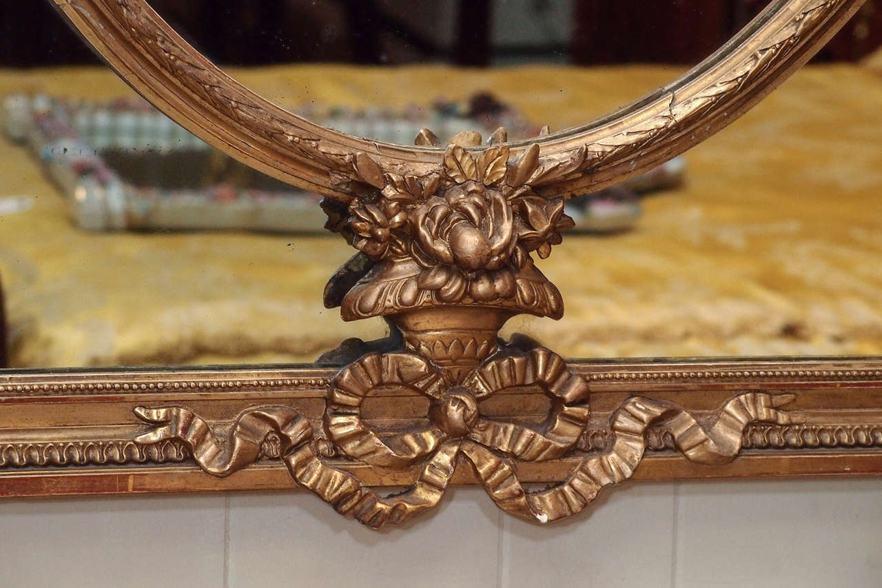 Antique French Louis XVI Gold Leaf Mirror circa 1880 5
