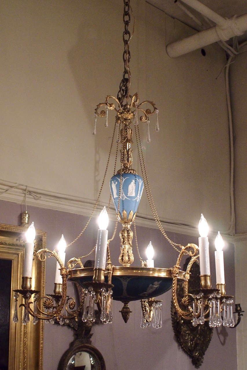 Antique English Adams Style Wedgwood Chandelier circa 1890 In Excellent Condition In New Orleans, LA