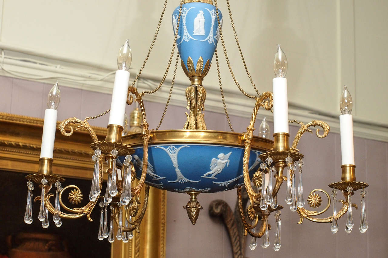 Antique English Adams Style Wedgwood Chandelier circa 1890 3
