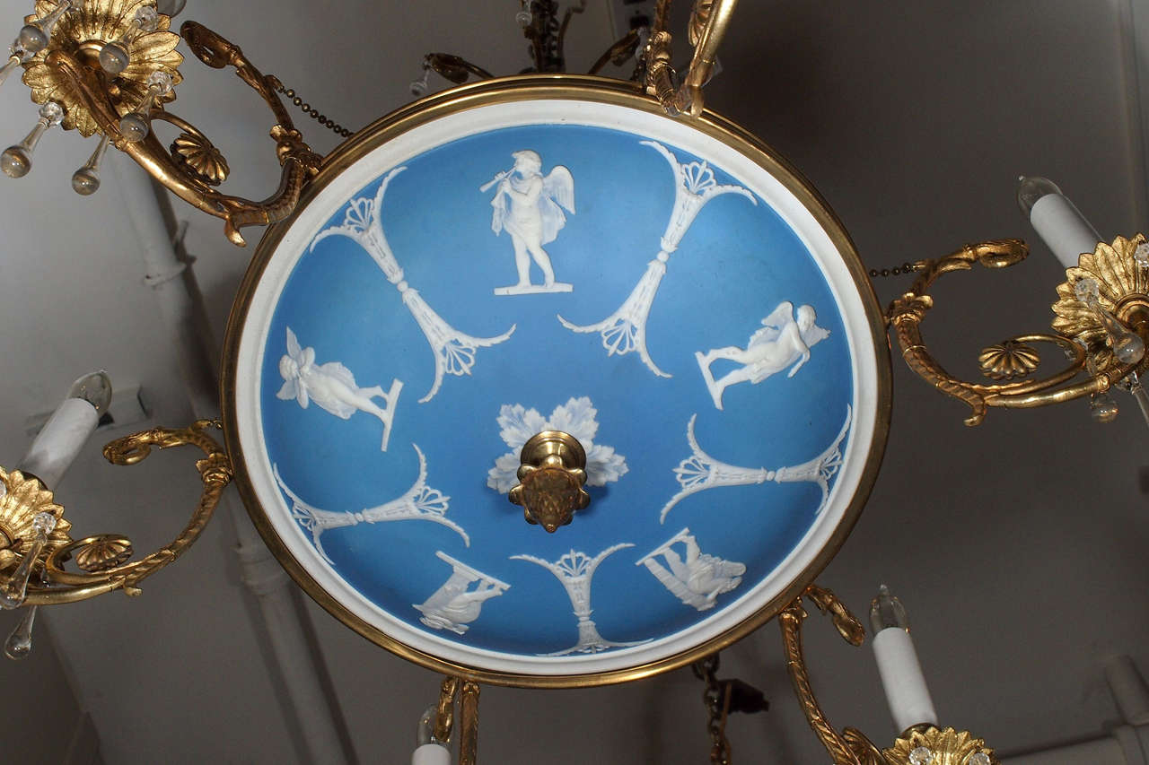 Antique English Adams Style Wedgwood Chandelier circa 1890 6