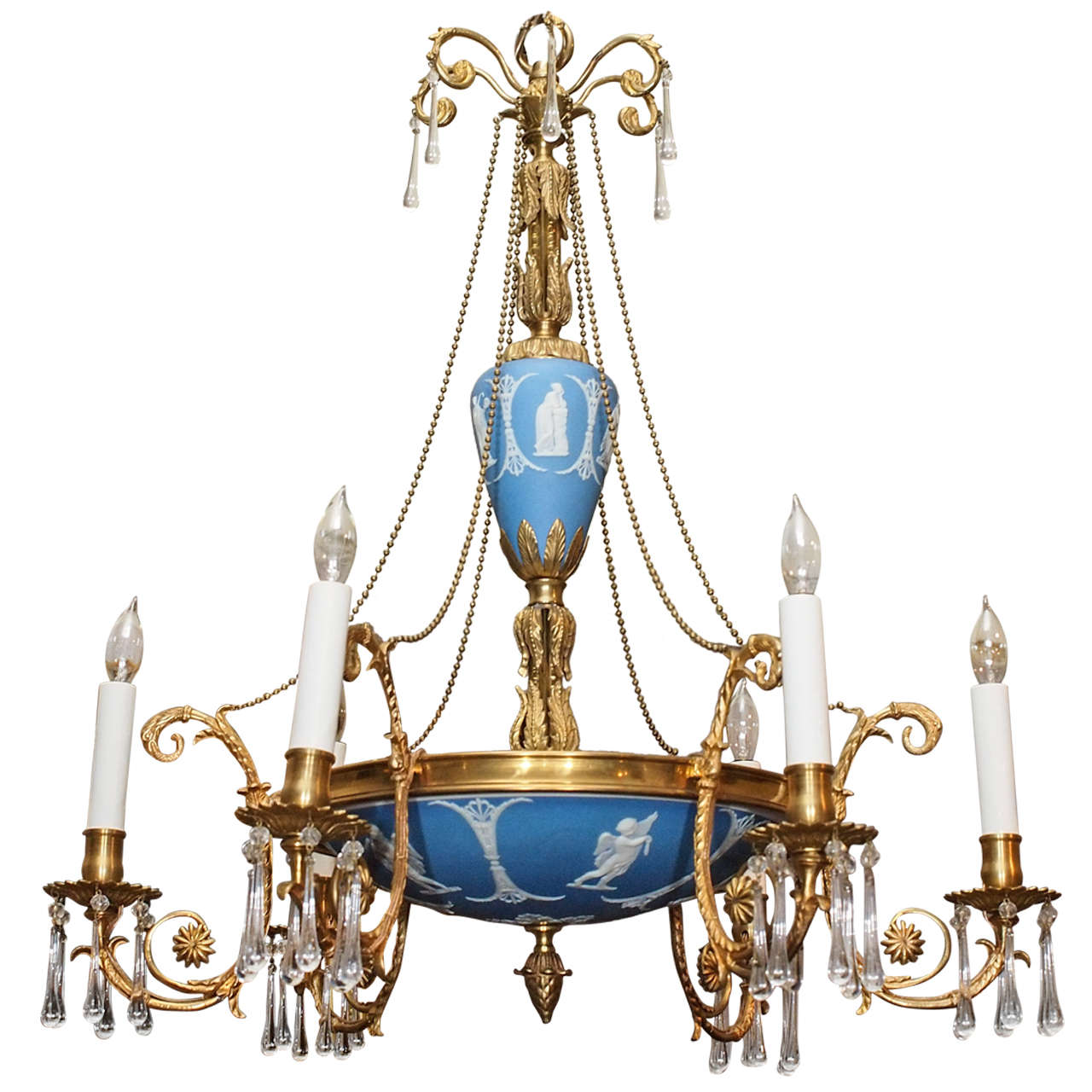 Antique English Adams Style Wedgwood Chandelier circa 1890