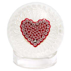 Paul Ysart Millefiori Heart In Basket Paperweight