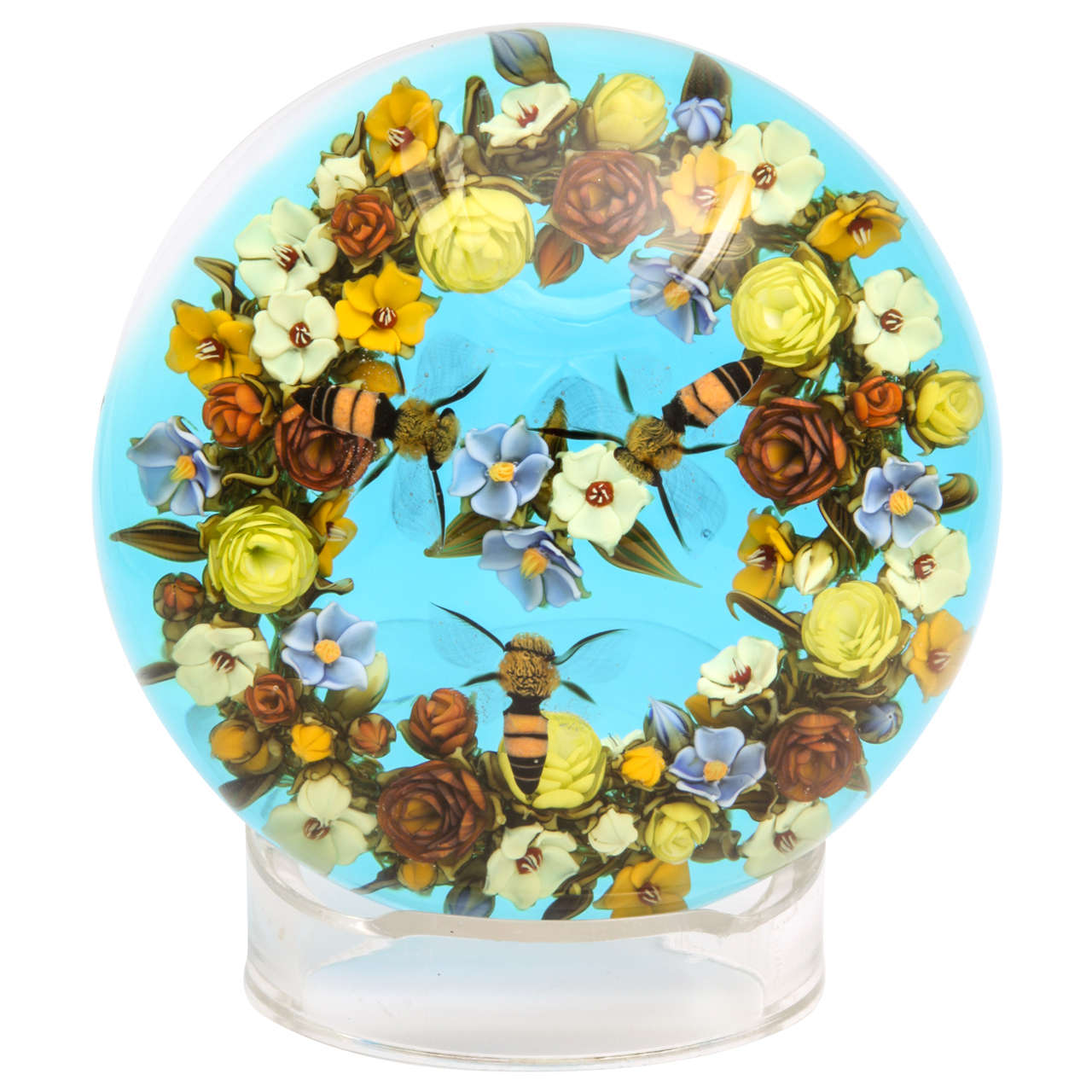David Graeber Wreath Boquet With Honeybees Paperweight