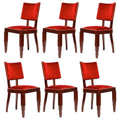Oscar Van de Voorde for Charles Van Beerleire - Set of 6 Art deco chairs