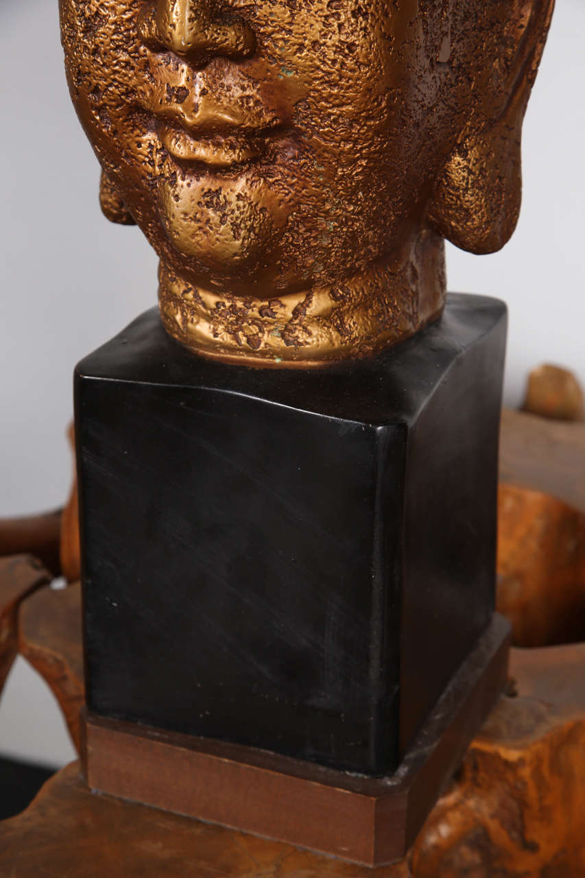 Chinoiserie Buddha Head Lamp For Sale 1