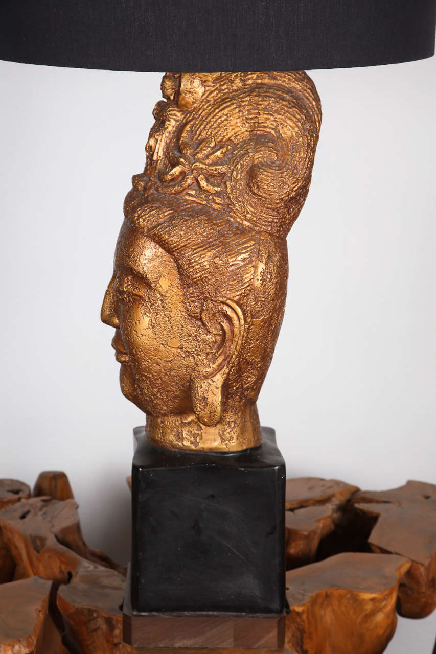 Chinoiserie Buddha Head Lamp For Sale 2