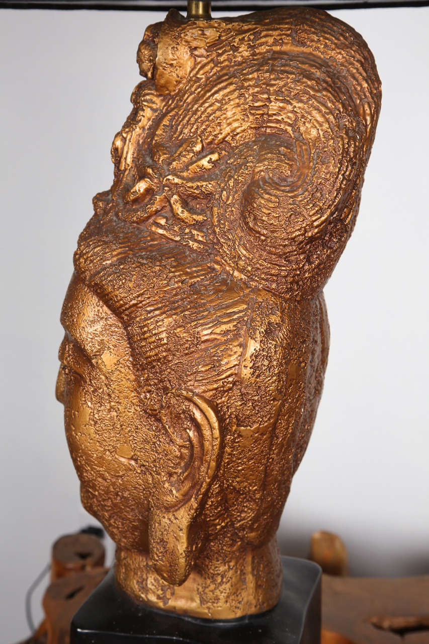 Chinoiserie Buddha Head Lamp For Sale 3