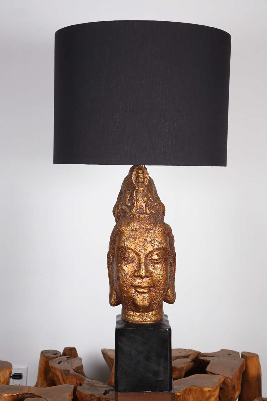 Chinoiserie Buddha Head Lamp For Sale 6