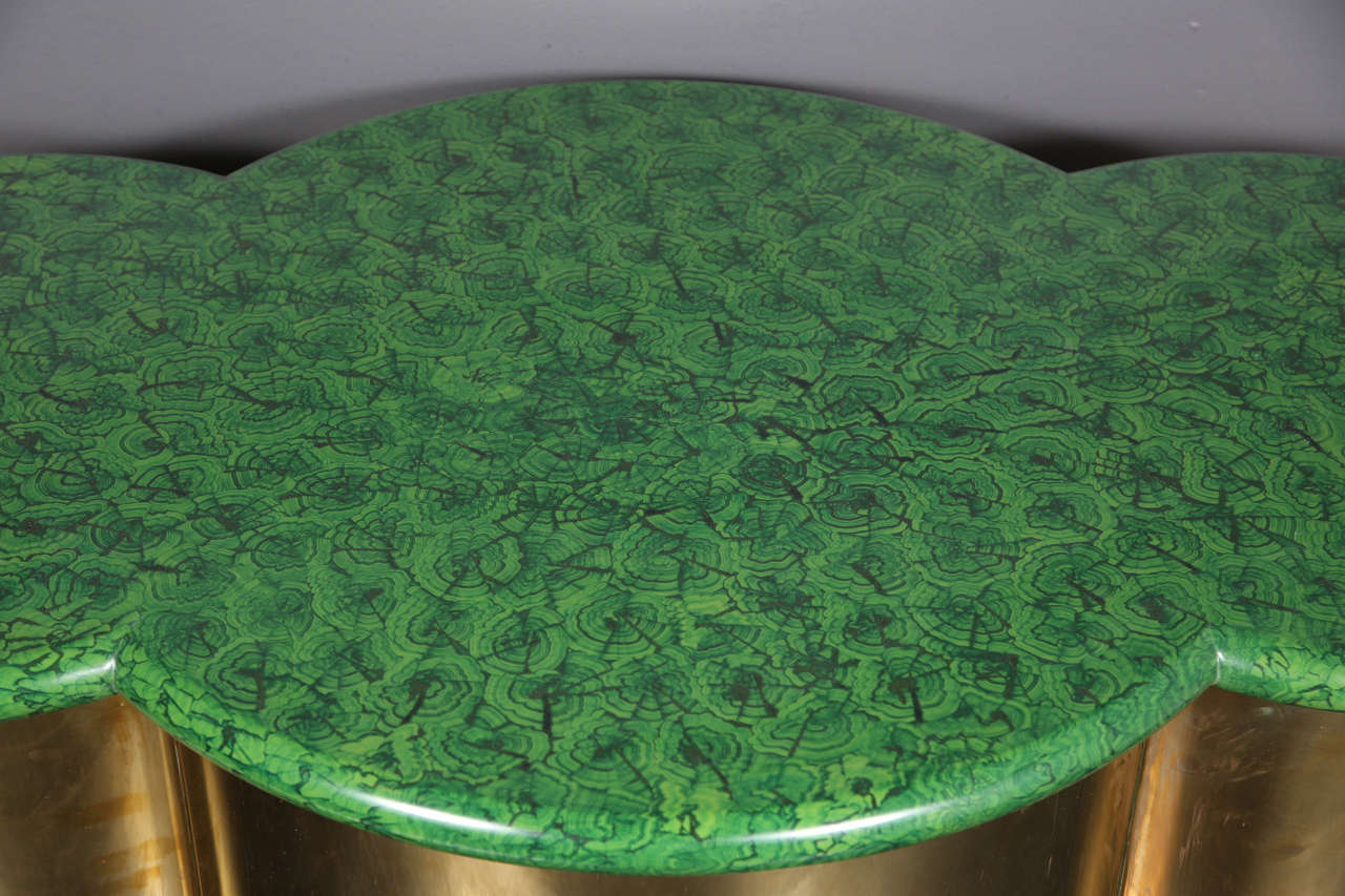 Vintage Brass with Wood Faux Malachite Finish Console